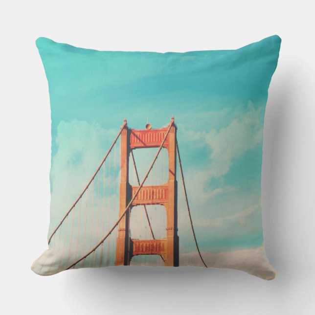 Retro Golden Gate San Francisco Buitenkussen (Voorkant)