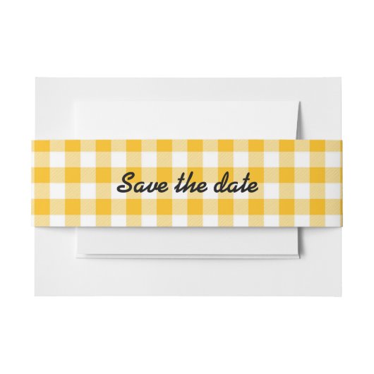 Retro Golden Gingham Invitation Belly Bands Uitnodigingen Wikkel (Voorkant Voorbeeld)