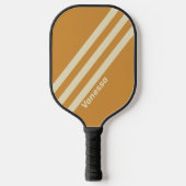 Retro Golden Horizon Drie strepen met naam Pickleball Paddle (Voorkant)