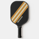 Retro Golden Horizon Stripes met naam Pickleball Paddle (Voorkant)