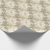 Retro  Golden Kerstengel en Horn Cadeaupapier (Hoek)