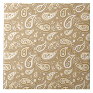 Retro Golden Paisley Pattern Tegeltje