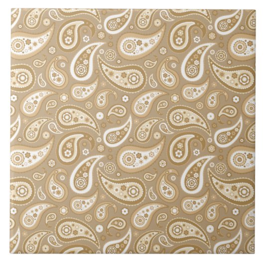 Retro Golden Paisley Pattern Tegeltje (Voorkant)