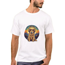 Retro Golden Retriever Zonsondergang T-Shirt