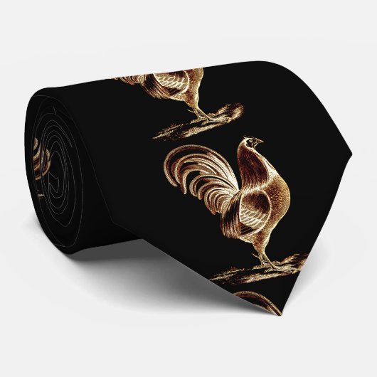 Retro Golden Rooster gewijzigd lichtontwerp Stropdas (Opgerold)