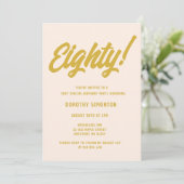 Retro Golden Script 80th Birthday Party Kaart (Staand voorkant)