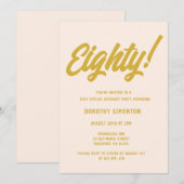 Retro Golden Script 80th Birthday Party Kaart (Voorkant / Achterkant)
