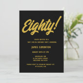 Retro Golden Script 80th Birthday Party Kaart (Staand voorkant)