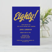 Retro Golden Script 80th Birthday Party Kaart (Staand voorkant)