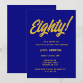 Retro Golden Script 80th Birthday Party Kaart (Voorkant / Achterkant)