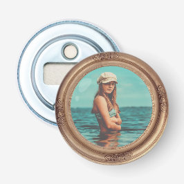 Retro Golden Stylish Portret Photo-display Button Flesopener