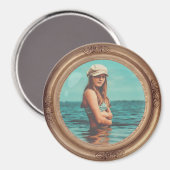 Retro Golden Stylish Portret Photo-display Magneet (Voorkant / Achterkant)