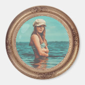 Retro Golden Stylish Portret Photo-display Magneet (Voorkant)