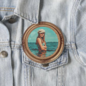 Retro Golden Stylish Portret Photo-display Ronde Button 4,0 Cm (In situ)