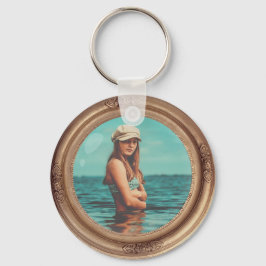 Retro Golden Stylish Portret Photo-display Sleutelhanger