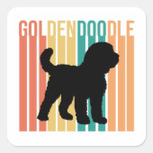 Retro Goldendoodle-hond Silhouet Vierkante Sticker (Voorkant)