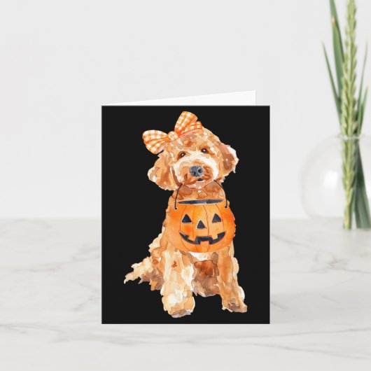 Retro Goldendoodle Pompoen Jack O Lantern Kaart (Voorkant)