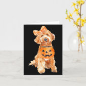 Retro Goldendoodle Pompoen Jack O Lantern Kaart (Gele Bloem)