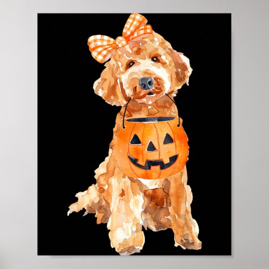 Retro Goldendoodle Pompoen Jack O Lantern Poster (Voorkant)