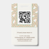 Retro Golf Abstract Patroon Foto ID Badge (Achterkant)