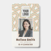 Retro Golf Abstract Patroon Foto ID Badge (Voorzijde)