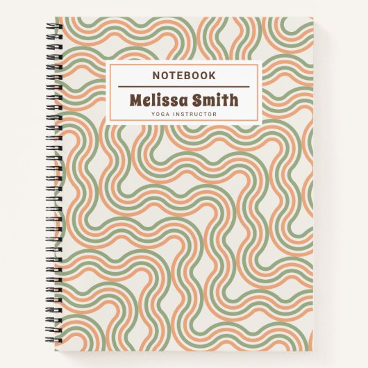 Retro Golf Abstract Patroon Professioneel Notitieb Notitieboek (Voorkant)
