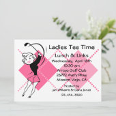 Retro Golf Babe Uitnodiging (Staand voorkant)