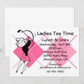 Retro Golf Babe Uitnodiging (Voorkant / Achterkant)