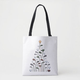 Retro Golf Club Kerstboom Golfen X-mas Tote Bag