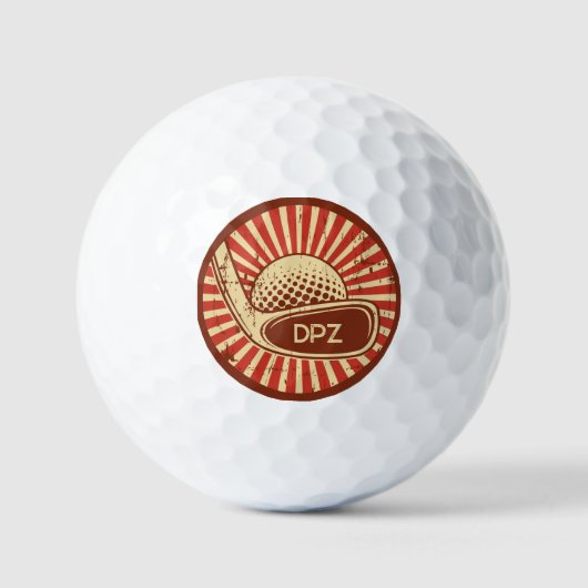 Retro Golf Club Monogrammed Golfballen (Voorkant)
