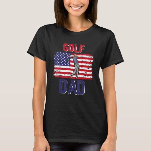  Retro Golf Dad Player American Flag Vader T-shirt (Voorkant)