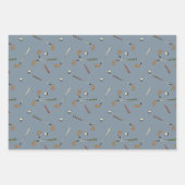  Retro Golf Golfer Club Ball Pattern Blue Inpakpapier Vel (Voorkant 3)