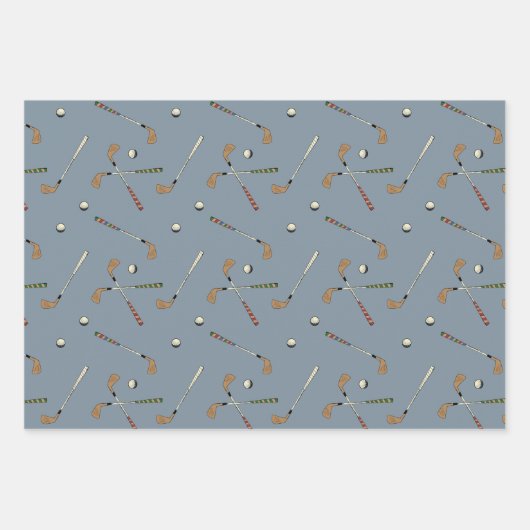 Retro Golf Golfer Club Ball Pattern Blue Inpakpapier Vel (Voorkant 3)