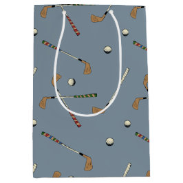 Retro Golf Golfer Club Ball Pattern Blue Medium Cadeauzakje