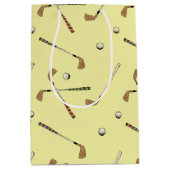  Retro Golf Golfer Club Ball Pattern Yellow Medium Cadeauzakje (Voorkant)