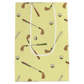  Retro Golf Golfer Club Ball Pattern Yellow Medium Cadeauzakje (Achterkant)