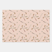 Retro Golf Golfer Club Balpatroon Beige Inpakpapier Vel (Voorkant 2)