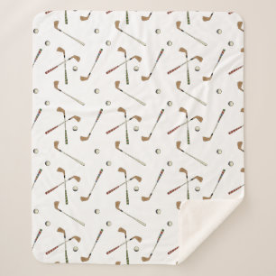  Retro Golf Golfer Club Balpatroon Wit Sherpa Deken