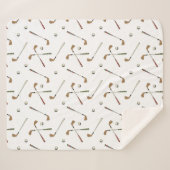  Retro Golf Golfer Club Balpatroon Wit Sherpa Deken (Voorkant (horizontaal))