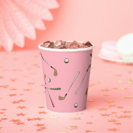 Retro Golf Golfer Clubs Balls Patroze Papieren Bekers