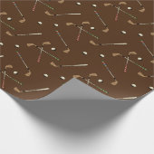 Retro Golf Golfer Clubs Balls Pattern Cadeaupapier (Hoek)