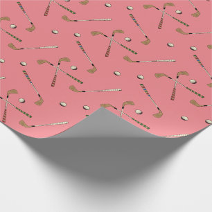  Retro Golf Golfer Clubs Balls Pattern Cadeaupapier