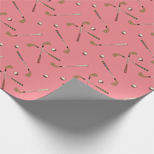 Retro Golf Golfer Clubs Balls Pattern Cadeaupapier (Hoek)