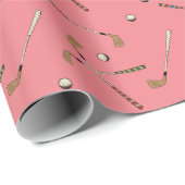 Retro Golf Golfer Clubs Balls Pattern Cadeaupapier (Rol Hoek)