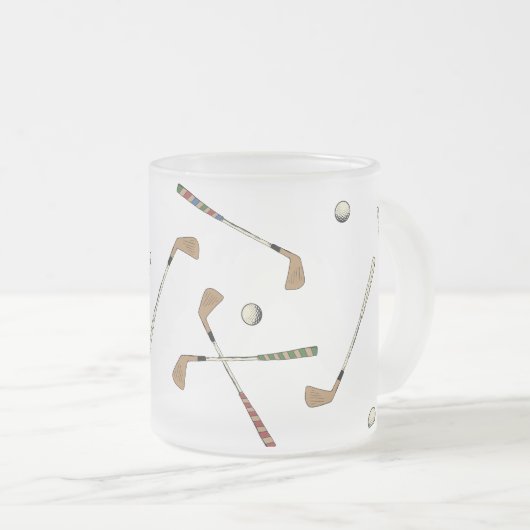  Retro Golf Golfer Clubs Balls Pattern Matglas Koffiemok (Voorkant rechts)