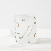  Retro Golf Golfer Clubs Balls Pattern Matglas Koffiemok (Voorkant links)