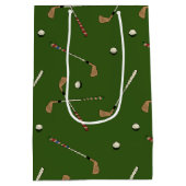 Retro Golf Golfer Clubs Balls Pattern Medium Cadeauzakje (Achterkant)