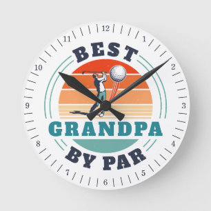 Retro Golf Grandpa Birthday Funny Golfing Custom Ronde Klok