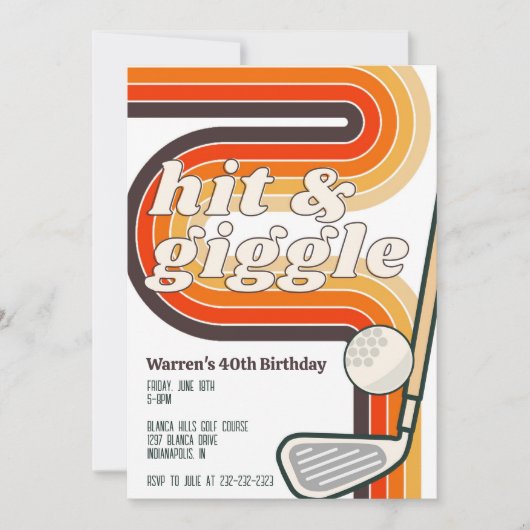 Retro Golf Hit and Giggle Uitnodiging (Voorkant)