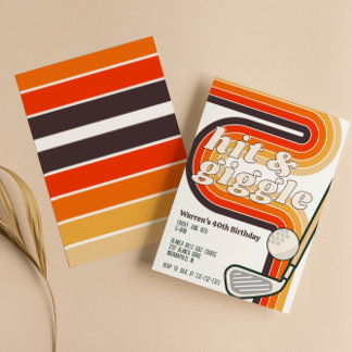 Retro Golf Hit en Giggle Invitation Kaart